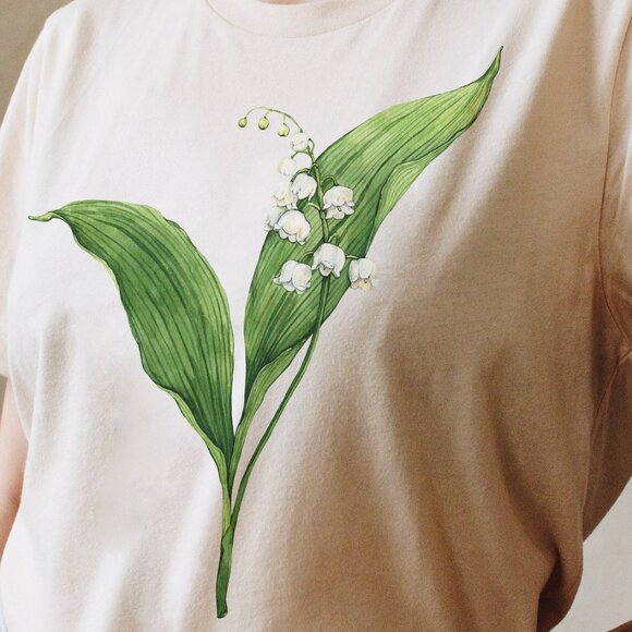 Lily of the Valley shirt - May Birth Flower watercolor shirt - Picture 2 of 4